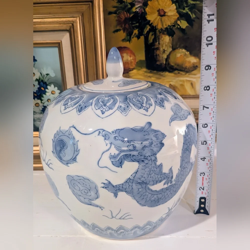 Blue and White Dragon Ginger Jar - Picture 8 of 8
